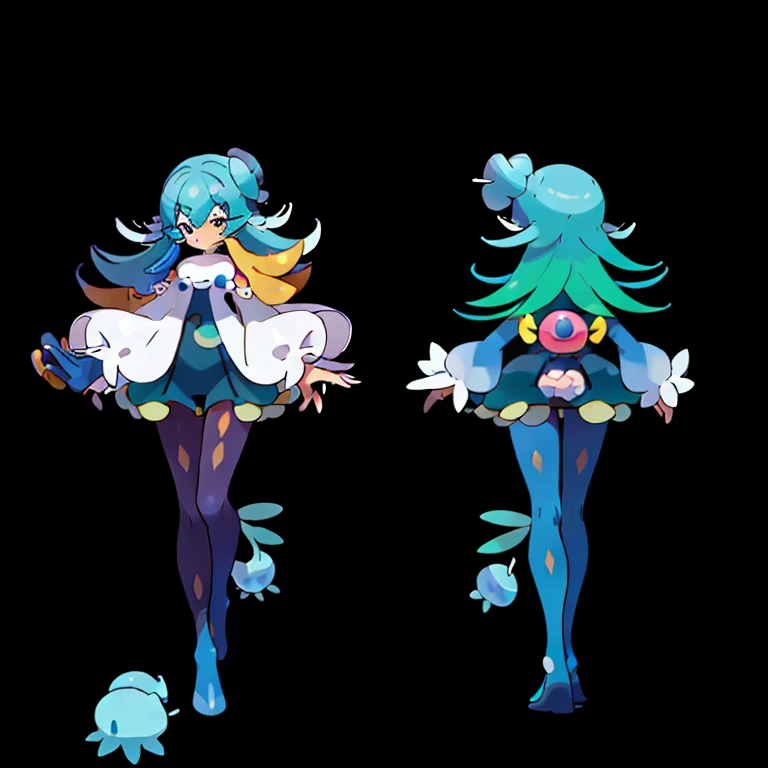 (((Best Quality))) , ((full body)), multiple views, reference sheet, pkmn, monster girl, jellyfish,