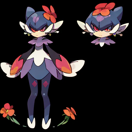 (((Best Quality))) , ((full body)), multiple views, reference sheet, pkmn, monster girl, flower,