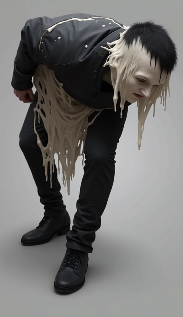 a muddy creature, no face, clingy, sticky, in a dark room, haunted, standing in a slop of mud