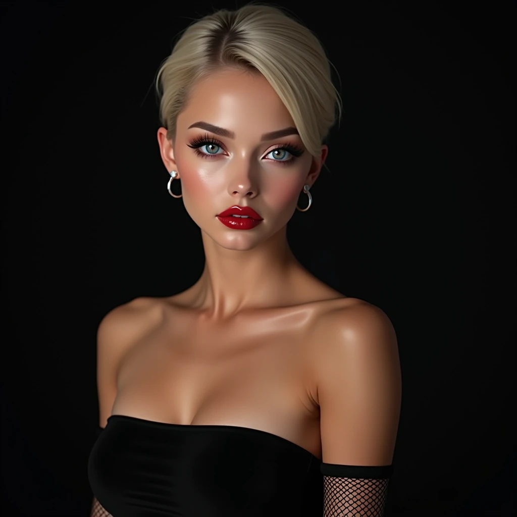 Highly detailed photograph of a stylish demure female fashion model, vogue, high fashion, detailed, moody studio lighting, bokeh, 8k, super high resolution.
