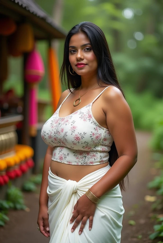 mulher indiana, in the country of India, em um vestido floral posando para uma foto, beleza de cair o queixo, beleza de cair o queixo, rosto e corpo atraentes, mulher atraente, uma loira linda, menina loira bonita, lovely woman, mulher linda, linda mulher bonita, linda mulher bonita,