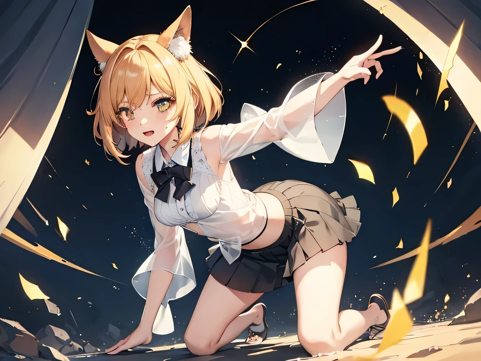 The fluffy and fluffy tail of the beast hung behind him, and Huang Yiyi sat in the white light mass. The crystalline jade-like calves wrapped in white over-the-knee socks were coiled in front of her, the girl's eyes were closed, her hands were folded, and her thin eyebrows were slightly frowned. Cute sailor suit, short black pleated skirt outlines the young and delicate body. The yellow-brown animal ears mixed with white fluff trembled slightly, crystal sweat slipped down the tip of the tall and small nose, the chest that was gripped rose and fell slightly with breathing, the pink cherry lips trembled gently, and the delicate and cute little face was rarely covered with a touch of solemnity.