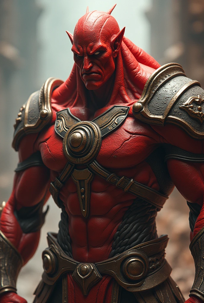 naked, red skin, muscular body, powerful