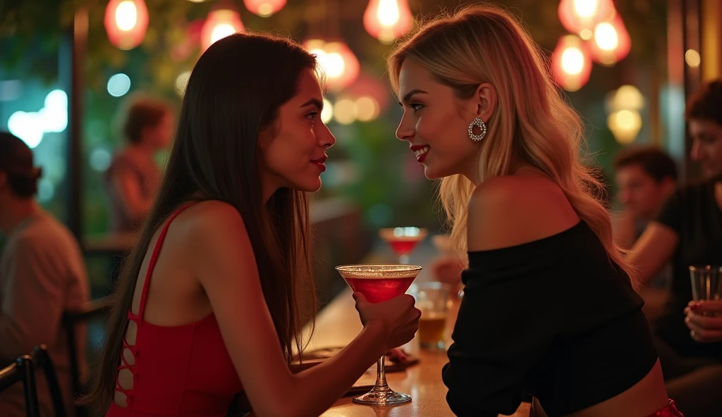 A girl name sunny she with her girls friend drink and they all show there tattoos with each other and all girls have whole body tattoos