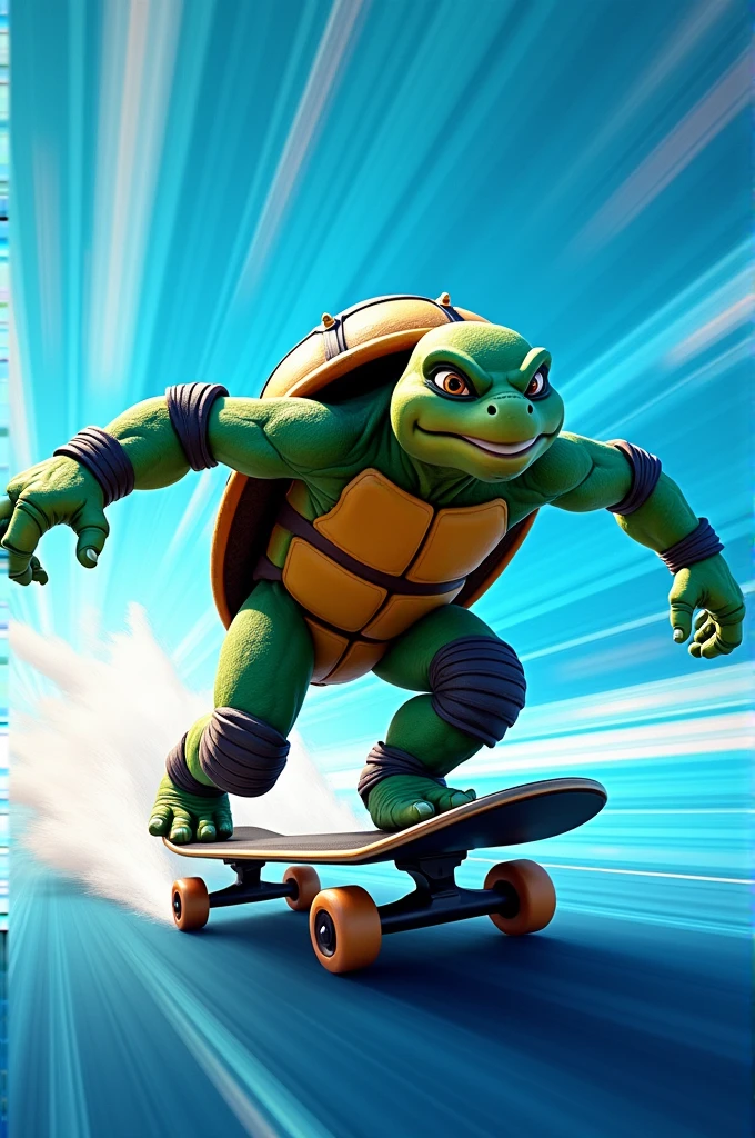 dnd, dungeons and dragons, tortle, druid, sea turtle, hippie, stoner, solo, single person, bluish green skin, bald, turquoise eyes, handsome, male, fat, cartoon, sunglasses, smiling, smoking a joint, surfing a wave, ((masterpiece, best quality)), trending artwork