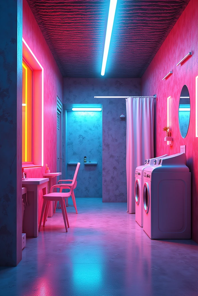 A cyberpunk style bathroom