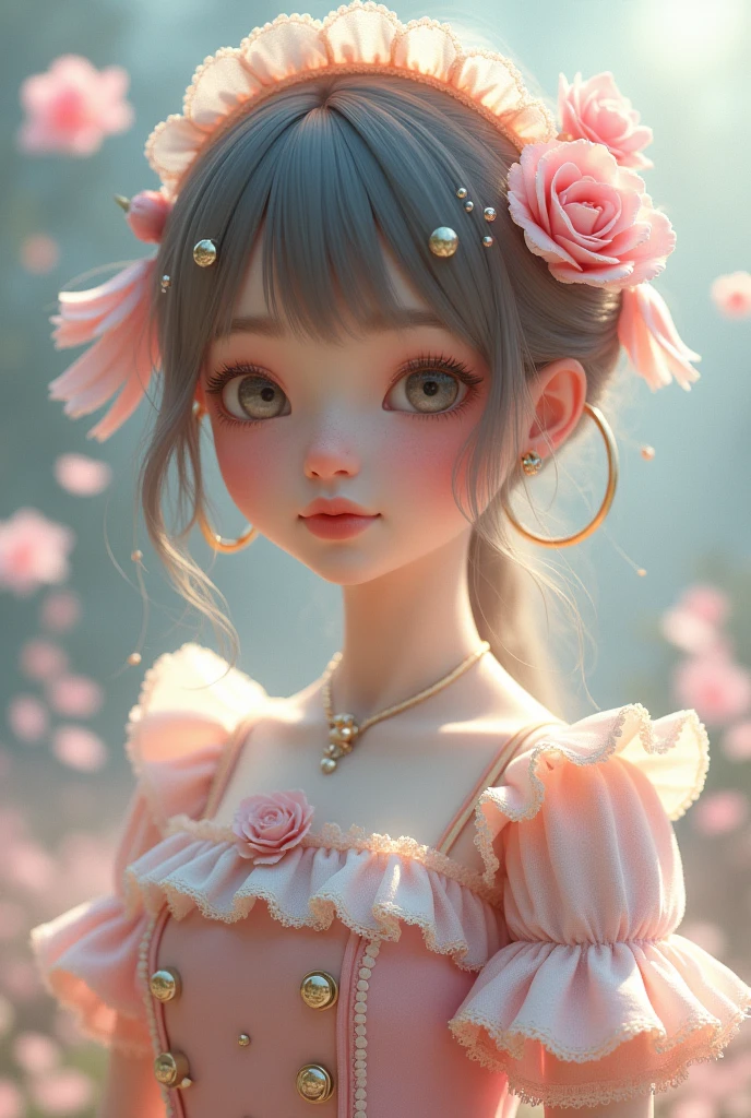 "The most beautiful illustration of a woman among roses in Artstation, with CGI animation and full body."