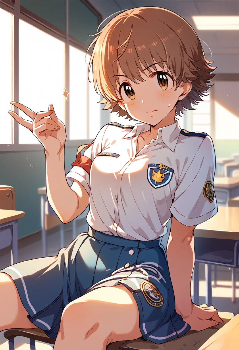 My honda, short hair, student,uniform, classroom