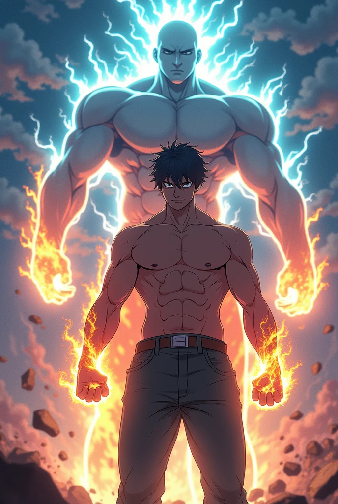Muscular man ejaculates with his eyes rolled back々Teenage boy boy-like android