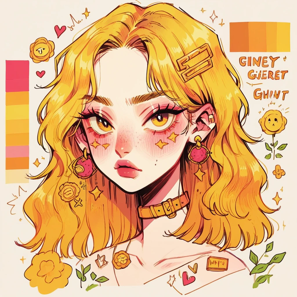 score_9, score_8_up, score_7_up, score_6_up, sk3tchb00k, Yellow Bari with golden-yellow yellow-white and going magenta and fuchsia color palette