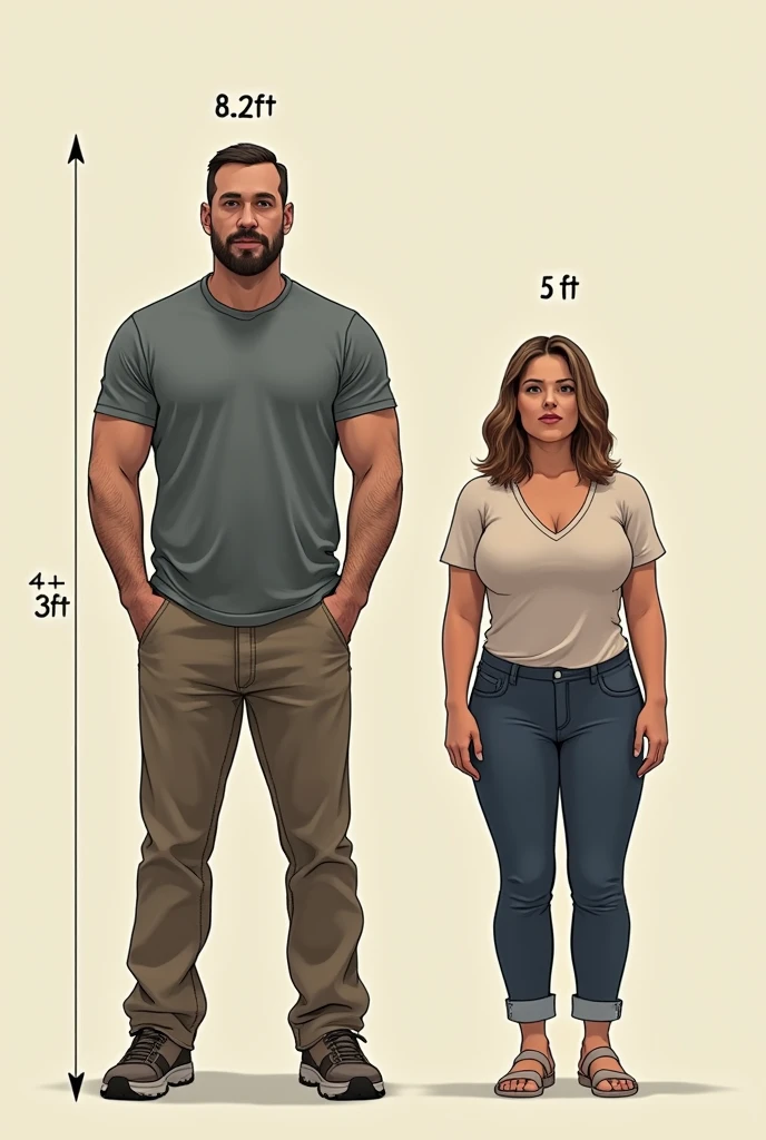 tall muscular man and next to him a small, thin woman