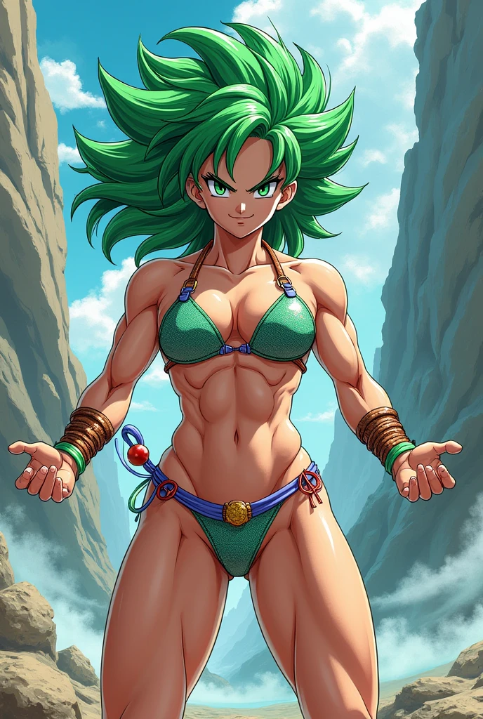 Browsing Caution、(highest quality:1.4)、High resolution、Detailed Background、desert、woman、Dragon Ball、Anatomically correct proportions、Green hair tied up、(Green skin)、((Browsing Caution、Big Breasts))、Erect nipples、Sweaty skin、Spread your legs and do a squat、Camel Toe、Low Angle、(((incontinence、Browsing Caution)))