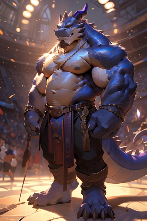 Dragon, Male, Solo, Avoiding eye contact with viewer, handsome face, hair,purple glowing horn, detailed eyes, detailed face, Multi-colored body, correct face, Middle-aged, Beefcake, Daddy,masculine,massive muscular, (Realistic Shadows, Depth of Field, Wide Field of View, Lens Flare, Head Shot), (by Darkgem, by Chunie, by null-ghost),((hypnotized)),sfw,46'0 tall,big body