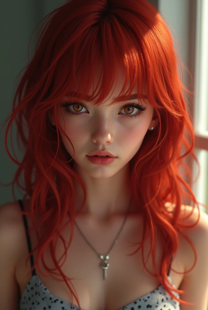 Kruzadar naked swallowing white liquid, covered in , red hair, brown eyes, , wet, on chest, on mouth