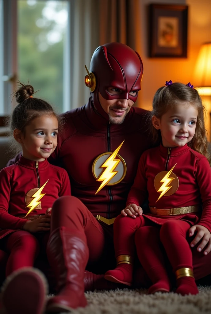 Change the photo with clothes of Marvel characters, realistic, ultra detailed, kodak photo, kanon. The baby in Captain America's outfit, the wonder woman's woman and the iron man man.
