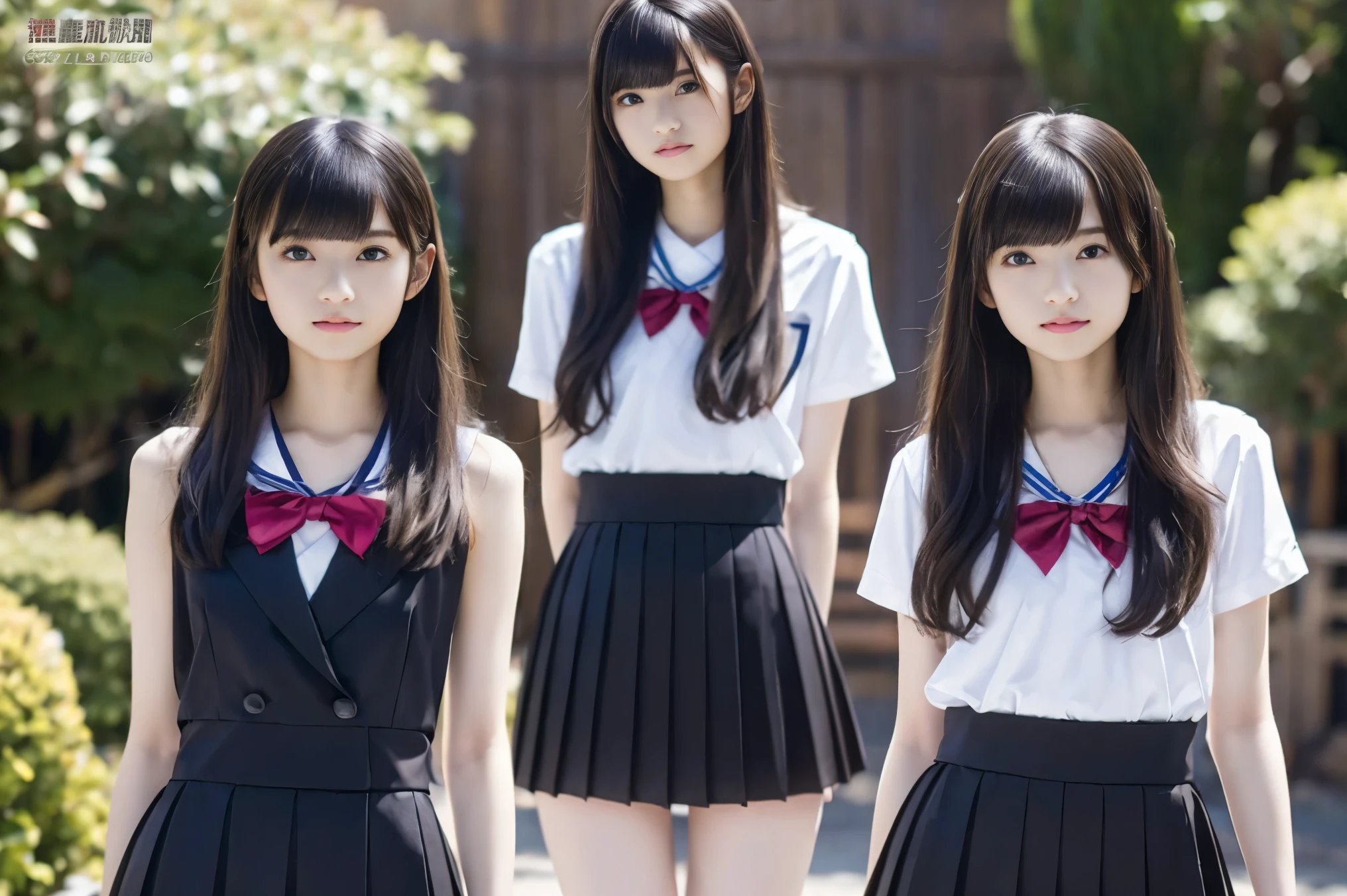 masterpiece, top quality, full body, bangs, black choker, 2girls, lily, lesbian kiss, kiss, (black hair), long hair, hug, cleavage, bountiful breasts, gym clothes, navy blue bloomers, slim, see-through, micro mini skirt, pleated skirt, ,