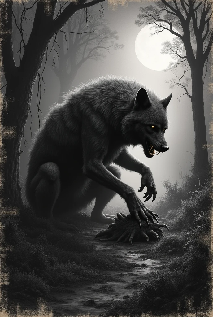 [B=" very slim,(more cute), anthro,( female), anthro wolf, (slim werewolf), on all four|on the knees, 5 fingers, vivid yellow eyes, claws, fluffy, a little messed fur, blood prints, scratches, photorealistic wolf's fur, covered with white fur"]. B is sitting on its feet close to bones, night in a creepy graveyard, depth of view, highly detailed, (low pov), masterpiece, breathtaking, trending on artstation, horror's style, light's from the moon only, very dark shadows. By hioshiru, by pixelsketcher, by wlop, pikaflufftulf, (by honovy)