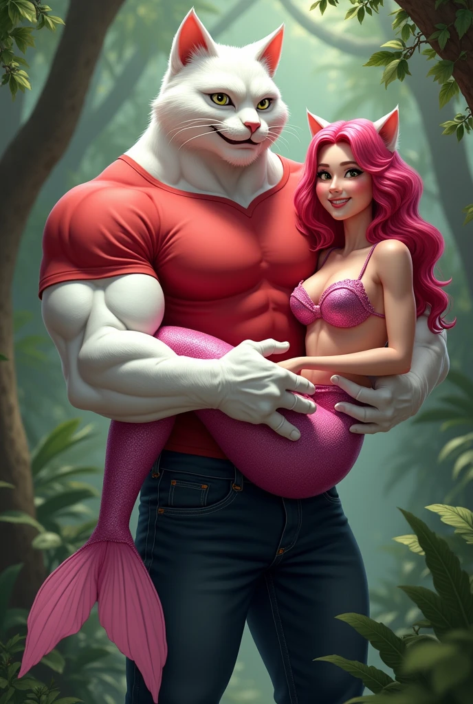 NSFW (nude) (Nami ((human)) large breasts, strip of pubic hair) vaginal penetration, fucking male furry lion with red spiked penis, full body, on a deserted beach