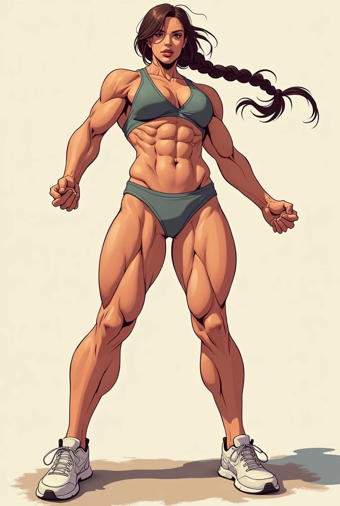 8k,4k,((Best quality, masterpiece, ultra high resolution)),((full body, by pixelsketcher)), <lora:Mila:0.75>,mila, black hair, breasts, muscular female, ponytail, sports bra, abs, navel, shoes, long hair, cleavage,sneakers,bikini,sports bikini,black bikini,((white background)), human,smile