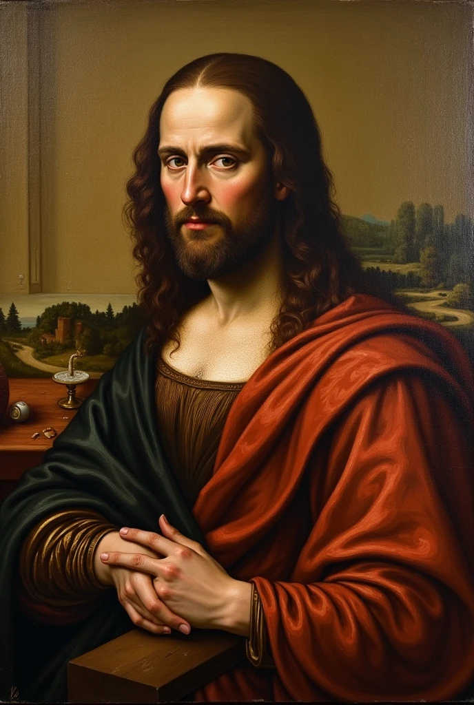 an oil painting of famous italian artist leonardo the vinci