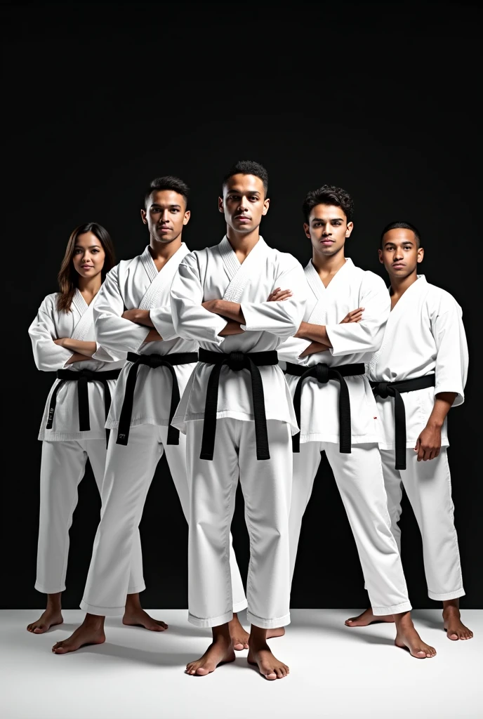 (8k, Foto CRU, qualidade de obra-prima: 1.2), they are three African boys, dark skin in a judo pose, ((vestindo um judogi branco)) ((judogi branco com mangas compridas)), judo, judo pose , Artes marciais, children, ((cinto Verde)) principiante, postura de luta, Artes marciais, classification, competition winner, postura de luta, pose de arte marcial, in a dojo (tiro de corpo inteiro: 1) posando para fotografia , postura firme (tiro de corpo inteiro: 1).