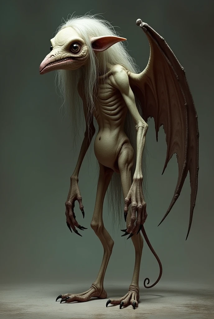 (masterpiece, best quality, 4k, hyperrealistic, dreamlike, Dark Souls:1.35), (strangely beautiful pale translucent albino ageless immortal weak lithe slender androgynous male parasitic impotent god with (beautiful eyes) claws (sharp teeth) (long hair) (flat chest) (male crotch bulge) (soft belly) (weak stomach):1.5)