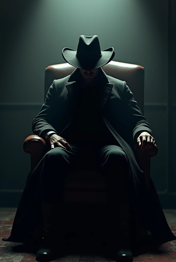 4k villainous black hat smoking sitting in a throne
