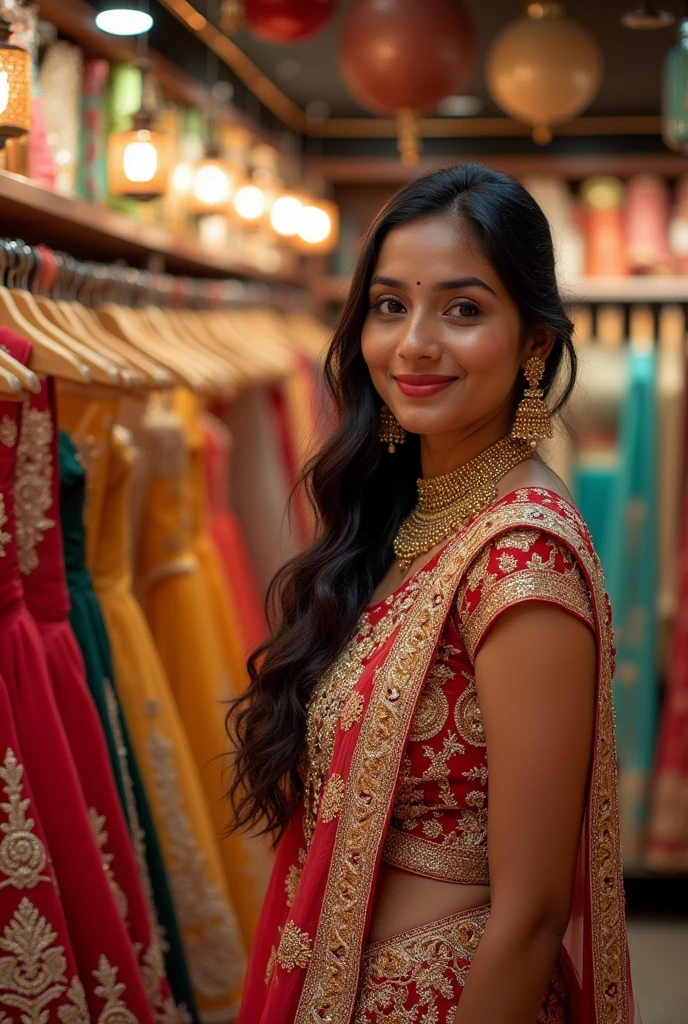 Applying designer henna on hands after shopping carrying shopping bags in a clothing store named suhagan sarees