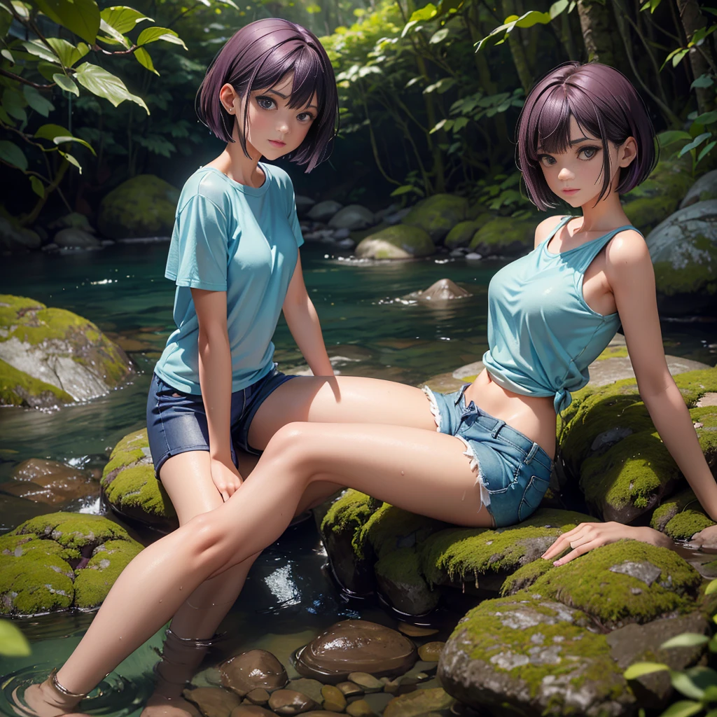 best quality, masterpiece,Black short hair, blue eyes, in the garden, ultra realistic, photorealistic, detailed, perfact body, in the jungle, cloudy, open mouth, blush, wearin Indian dress, sleevless, bare shoulder, unconcerned, NSFW, cute, contrast, unconcerned, unconcerned,