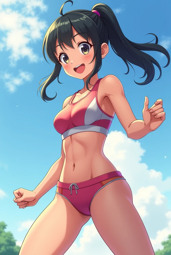 ((Masterpiece, top quality, super detail)), cute girl, ((sit and open legs))), no underwear, ((frolic with the dog)), dog protagonist composition, walk, smile, happiness, sunlight, grass, pink lips, top and bottom underwear, her anime illustration face, animation GIF, hand drawn animation, attractive sketch, smooth and shiny, hazy romanticism, super flat style, white Background - AR 1:1 - Rainbow 5 - Expressive in style