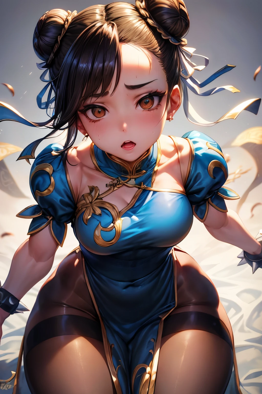 lua,noite,Lighting, chun li,belas coxas,brown pantyhose,tantyhose, olhar sedutor, belo rosto