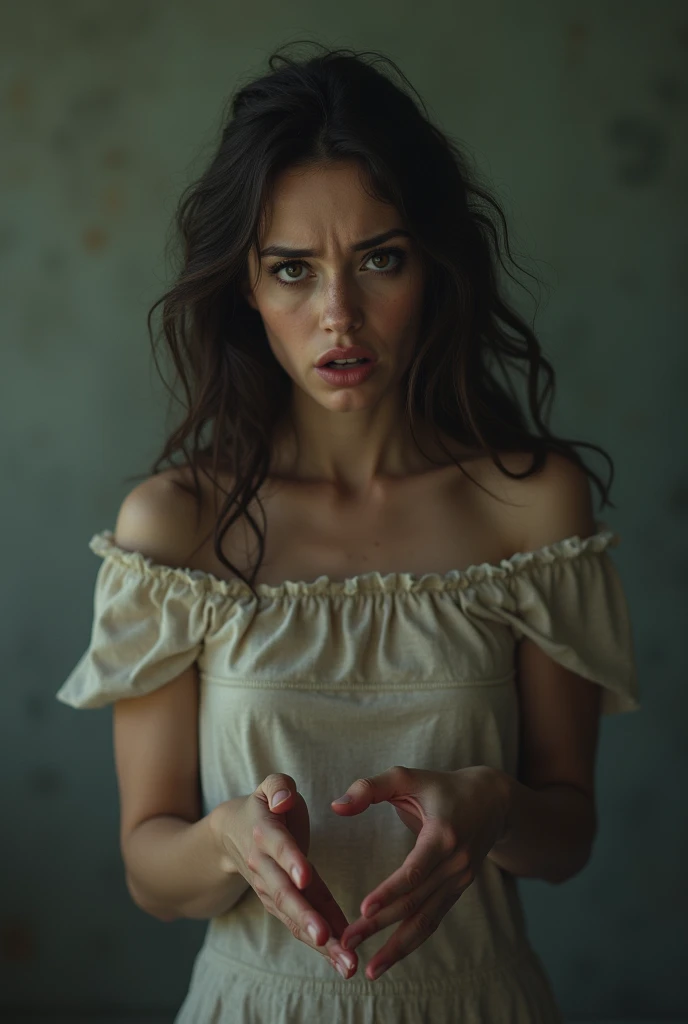 (8K, RAW photos, best image quality, masterpieces, : 1.2), (realistic, photorealistic: 1.37), 20-year-old Afghanistan woman with a sad face of homeless, sad expression of despair, depressed, on all fours, poor, dirty room littered with garbage, torn and dirty tattered, dirty clothes, exposed plain clothes, torn fabric, collarbone, no bra, cotton panties, panties on the legs, Torn micropants, dirty hair, dirty face, dirty skin, wet skin, muddy skin, muddy feet, bare feet, small tit's, cleavage, unkempt hair, sweat, sweat drops, tan, close-up, from below, old kitchen, tile fragments, dark ruins, messy rooms, broken dolls, trash cans, top quality, cinematic lighting, Complex and cinematic look, messy room, photorealistic, cowboy shot, dynamic angle, perfect hands, perfect fingers, perfect tit’s, perfect fit, perfect body, perfect face, Ultra-Realistic. Ultra-Detailed. Ultra-Sharp Hi-Res. 8K. Photography. Centered. On Frame.