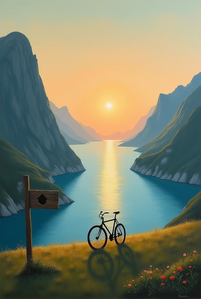 (3d:0.5,realisitic:0.5,photorealisitic:0.5),(absurderes,Super-resolution,work of art,best qualityer,finely detailled,absurderes:1.2), dramatic light, dramatic lighting, cinematic, anime scenery, makoto shinkai, 吉卜力, Fantasy world, magical, beautiful sky, clouds, building, bicycles, Plane trail, birds, dramatic lighting, cinematic lighting, SUNSET, warm SUNSET, warm sunshine, Street, Depth of field, Lens flare, naked from the front