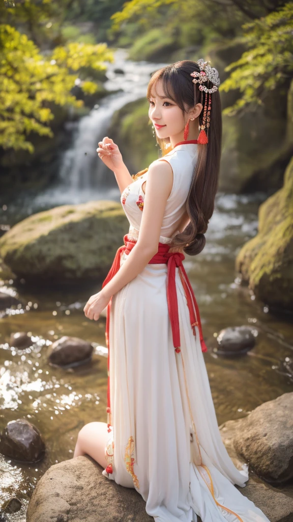 8k beautiful girl、Run and look back、a sailor suit、Refreshing green background、perspiring、winc、Skirt Fuwari、Chest without bulge、sixteen years old、full body Esbian、Sunnyday、japanes、Oblique composition、Feel the movement、145cm