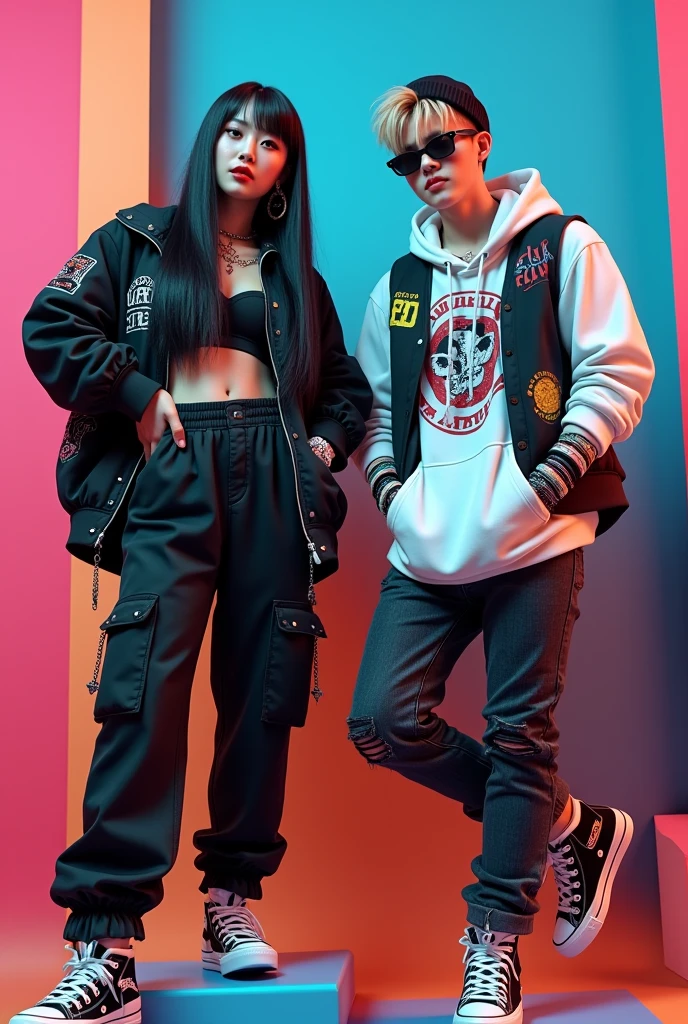 2 rapper pose cool with money and diamonds in graffiti style