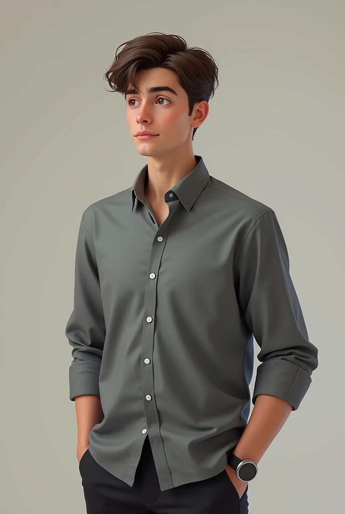 solo , 1man , thai man , green Button-down shirt with collar , black Long pants , happy
