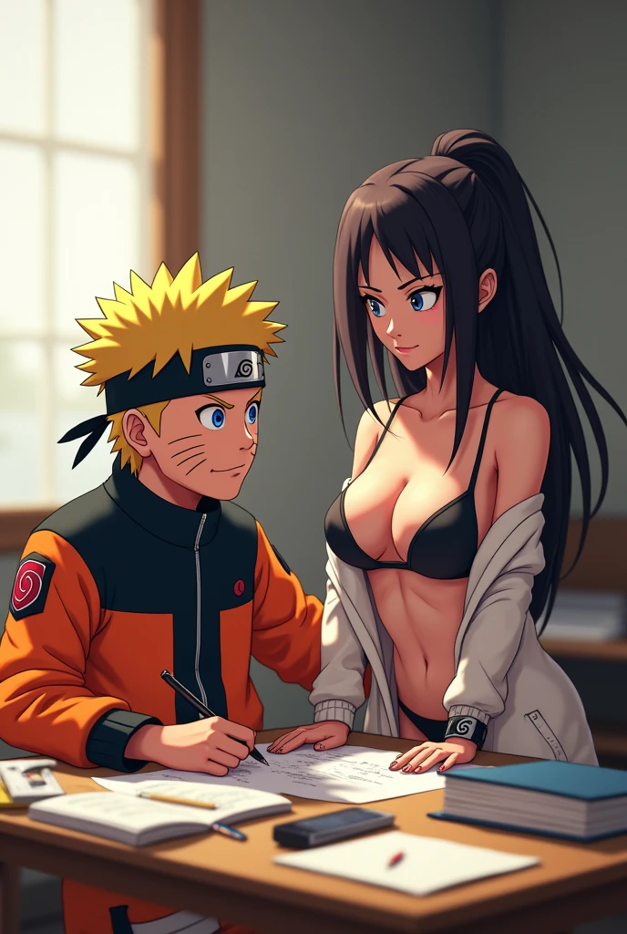 //quality, (masterpiece:1.4), (detailed), ((,best quality,)),//(Naruto uzumaki and Hinata Hyuga from naruto) (Forehead Leaf Village Band from anime Naruto) (Hiperrealict) (naked) (big tits) , (grey eyes) , (hair purple) (clothes showing her intimate part) 