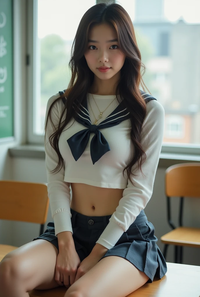 nsfw, 4k, 8k, 16k, masterpiece, best quality, ultra high res, High detail RAW color photo, professional photograph, (photo realistic:1.5), depth of field, Lens Glow, Nikon D850, 45.75 megapixels,highest ISO setting of 25600 on a DSLR camera, small aperture size, (Full body:1.3), (From below:1.5), (Looking at Viewer:1.2), (Sitting on a park bench:1.5), (hugging own legs:1.5),
(16 year old asian girl:1.6), (Young Pretty Idol), (super model), (Japanese Idol), (Cute Schoolgirl:1.7),
(high detailed cute face:1.7), (High detailed eyes:1.7), (large eyes with double eye lids:1.8), (Cute eyes:1.7), (smile:1.9),
(Black hair), (School uniform:1.7), (Huge breasts:1.8), (Erect nipples :1.5),
(short-sleeved school uniform:1.7), (mini skirt:1.8)(clothes lift:1.4), (skirt lift:1.7), (panty shot:1.9), (White panty:1.8),
highly detailed back ground, (park:1.8), (fountain:1.8), (water splash:1.4), (The wind is blowing strongly:1.5), enchanting atmosphere, (Sun light atmosphere:1.3), (Natural lighting:1.5)