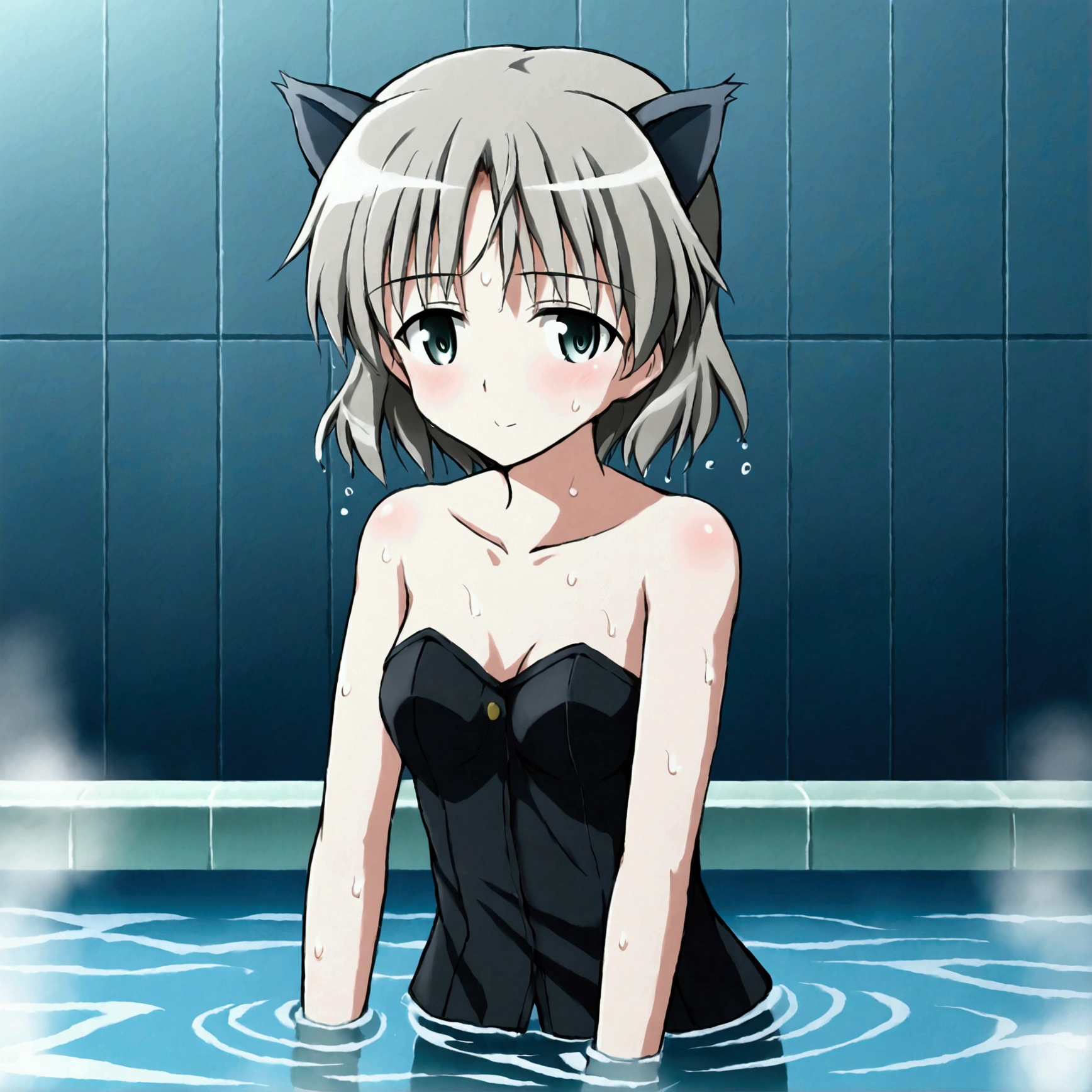 (8k, Best Quality, Anime Style, View your viewers, Intricate details:1.3),(One woman, Strike Witches Sanya, Possessing a firearm,uniform), (Striker Unit, Sweating, The whole body is visible, Being hit by rain, Soaking wet, In the air)