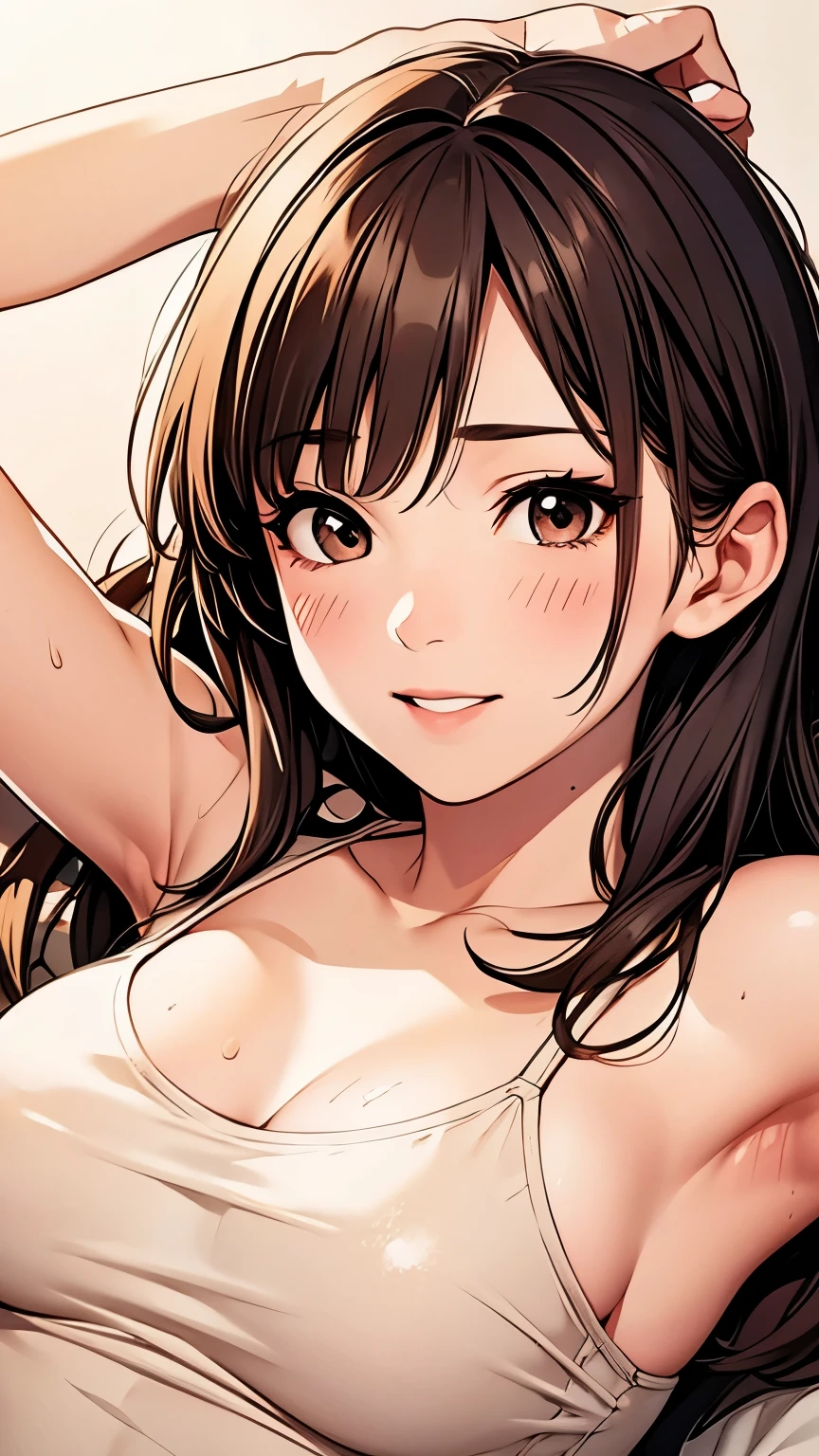 Highly detailed 8k wallpaper, masterpiece, best quality, super detailed, best illustration, best shadow, absurd, One Piece, BREAK girl, sweat, steam, medium breasts, NSFW, shy, staring at viewer, CG