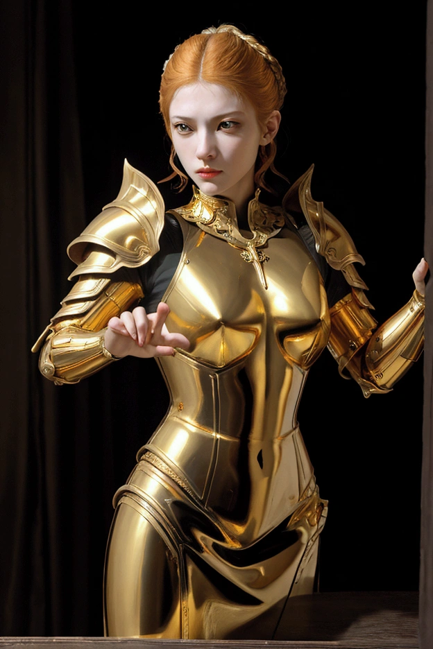 A very beautiful queen alicynster123, (fully clothed:1.5), (full metal gold armor:1.3), sitting on a black throne made of gold, blonde hair, with a serpent-dragon like elements and design, intricate details, dramatic lighting, hyperrealism, photorealistic, cinematic, 8k sharp focus, unreal engine 5 effects--niji 5, style expressive, ), <lora:breastsizeslideroffset:-0.2>, <lora:alicynster123:1>,