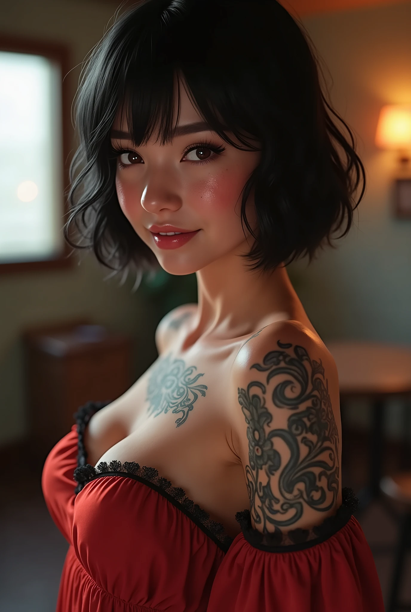 mujer realista, (aegyo sal: 1), 18 years old girl, (naked), aula de secundaria, hermoso detalle en los ojos, (eye size: 3/4) luz en la cara, ((foto de cuerpo completo: 1.2)), luz especialmente fuerte, (ojos superiores, sonrisa sonriente: 1.2), piel brillante, (((cabello ?????, cabello bob: 1.2))), (muslos gruesos), ulzzang-6500-v1.1: 0.2, bashful, (flash: 1.2), NSFW , (hinchado), ((postura seductora: 1.2, atractivo: 1.2)), (inactivo), (sentado en un escritorio en el aula: 1.2)), ((good anatomy: 1.2)), ((aula brillante y refrescante, fondo borroso: 1.2)), cara perfecta, cara linda y simetrica, (High Angle Shot: 1.2)s., Natural side lighting, ((8k, fotos RAW, calidad superior, obras maestras), High Definition RAW color photos professional close-up photos, (realista, fotorrealismo: 1.37), (highest quality), (mejores sombras), (mejores ilustraciones), Clavicles ((grandes)), ((erotic, sexy, ultra-high-resolution, 8K HD Unified CG Wallpapers, Physical representation, movie lighting), Canon EOS R50 camera 50mm lens, no bra, no panty, spread legs, legs_raised, vagina, hairless_pussy, nipple_pierce, nose_pierce, tribal_tattoo, squatting, pussy_showing _up_camera, smiling, braces,