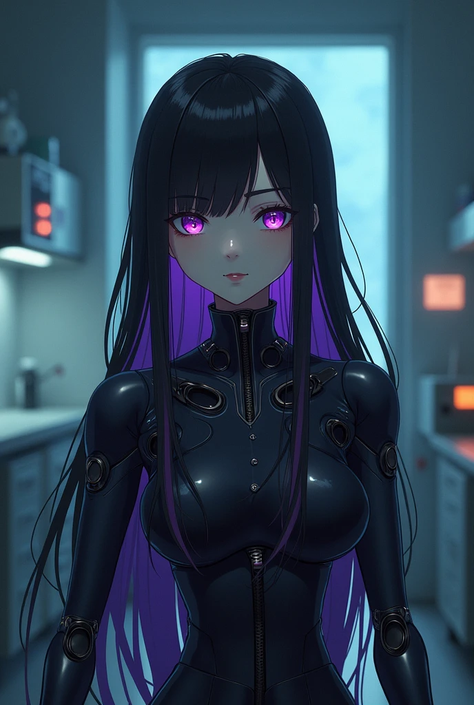 1 girl,NSFW,Kuna, (PSO2), twin tails,clavicle, absurd, brainwashing,Combatant, empty eyes,((purple glowing eyes 1.5))( huge breasts ), No expression, emotions are removed,((black latex tight bodysuit)),look away , whole body shape, ((stand up, salute)),(highest quality、4k、8K、High resolution、must have:1.2)、Super detailed、(reality、that's reality的な、reality的な:1.37)、ticker、hyper hd、studio lighting、ultra definition paint、sharp focus、Physically based rendering、extreme details、Professional specifications、vibrancy and color、blurry、sports portrait、landscape、horror style、anime big breasts、SF、photograph、concept artist、five fingers, perfect body, {{{masterpiece}}}, {{{highest quality}}}, {{Super detailed}}, {shape}, {{very delicate and beautiful}},Improved cost performance、all roles、Canon 5D MK4でphotograph、photograph,