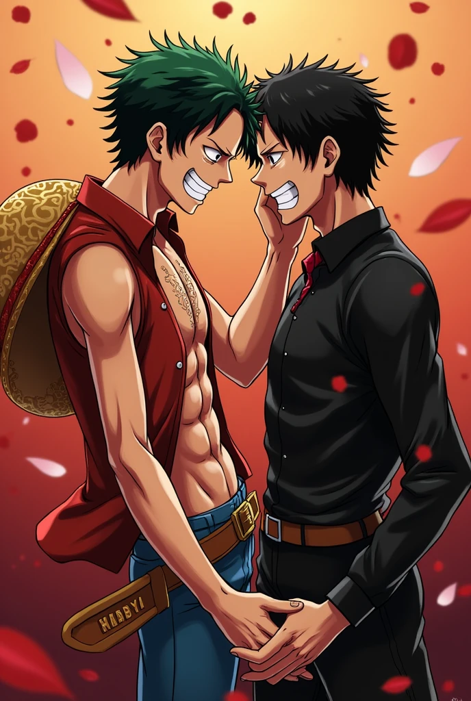 Luffy kissing a fat guy 