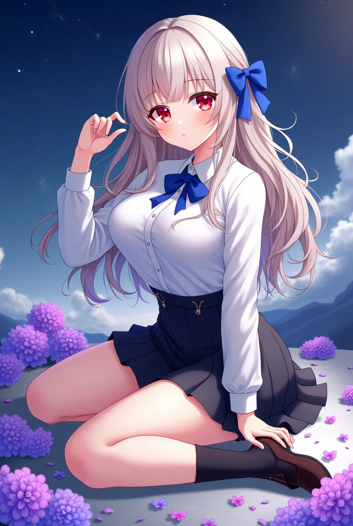 morena，Very smooth hair，In a blue sailor suit，Qianqian's Jade Hand，smiles softly，blush on the face，Soft eyes，Looks big-breasted，Looks dark，Very beautiful，Tough temperament，This is a cute girl