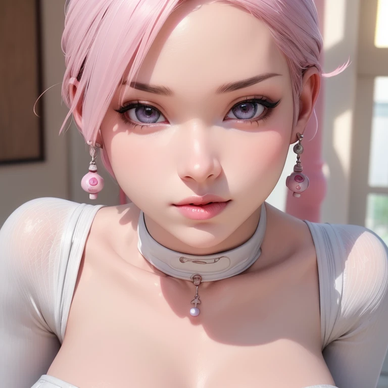 1girl, Sakura Haruno, adult anime character,short pink hair,smooth hair,traditional Boruto: Naruto Next Generation character outfit,medium bust,wide hips,wearing short white shorts,oriental style living room scene,(best quality,4k,8k,highres,masterpiece:1.2),ultra-detailed,(realistic,photorealistic,photo-realistic:1.37),beautiful detailed eyes,beautiful detailed lips,extremely detailed eyes and face,long eyelashes,intricate details,vibrant colors,dramatic lighting,soft ambient lighting