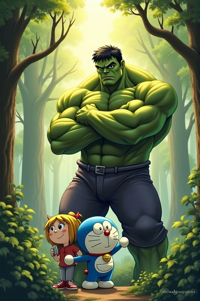 Two character, ??? boy with old man green orc, full body version, ??? boy has curly black hair, red eyes, he's topless, he's happy, open mouth, indoor, town, (one piece style art)