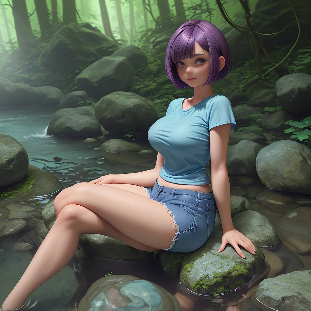 1girl, short bob hair, black hair, very small breasts, blue eyes, fair skin, she nude, lot of cum on sex, full body, lake cave, very sexy body, detailed face, highly detailed, 8k, best quality, masterpiece, vibrant colors, digital art, concept art