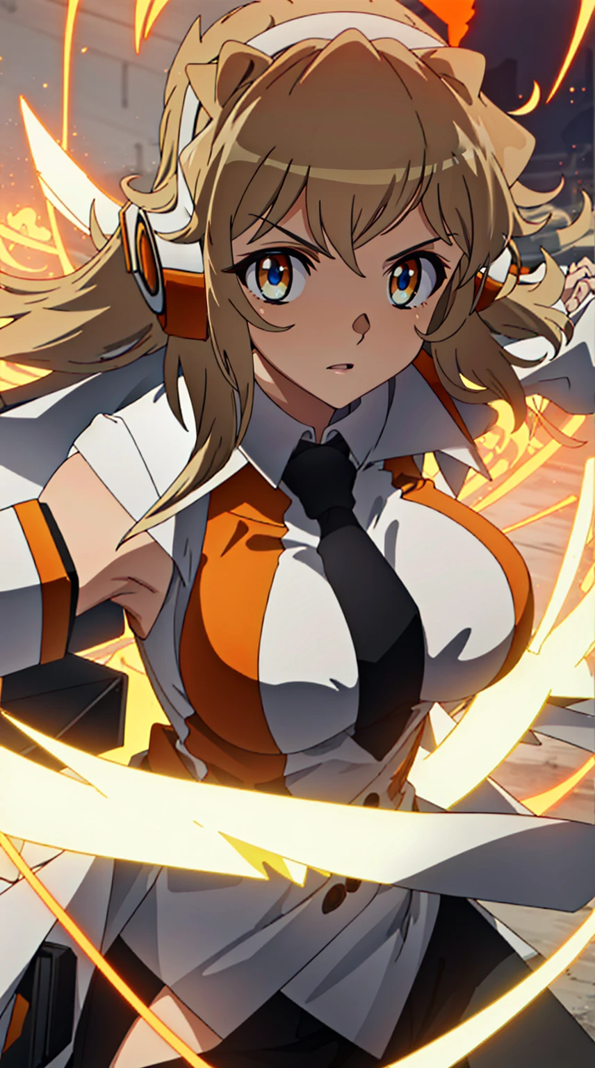 (High resolution), (Absurd), (最high quality), (high quality), (masterpiece), One girl, Orange Eyes, Long Hair, halo, Hair falling over one eye, very Long Hair, Light Brown Hair, (Large Breasts, Huge breasts), Formal office suits, Praying hands sign, View your viewers, 8K HD RTX, Exquisite finger detailing,