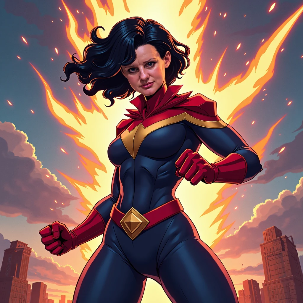 masterpiece, best quality, high quality, highres,
1 girl solo, black curly long hair, superhero suit, upper body, young, skinny, flat chest
retro artstyle,simple background, realistic, superhero,
<lora:ARTSTYLE_AlexRoss_ComicArt_ownwaifu:0.8> , ((portrait)), straight-on, looking_at_viewer, solo,closed mouth,simple_background, <lora:Landscape_Ink-000003:.6>